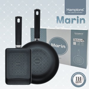 [햄튼 Hamptons] 마린(Marin) 인덕션 겸용 그레블론 C2코팅 후라이팬 2종세트-A (계란말이팬18cm, 후라이팬 24cm) HTMR-18SF4F